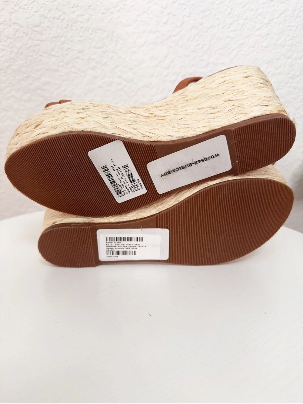 Kaanas Burica Naked Raffia Wedge Brandy Summer Platform Size 6